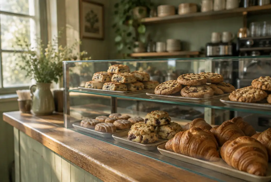 The counter and display case at Fern and Flour